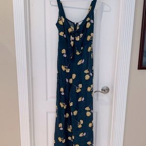 Dark green yellow floral jumpsuit/pantsuit/romper